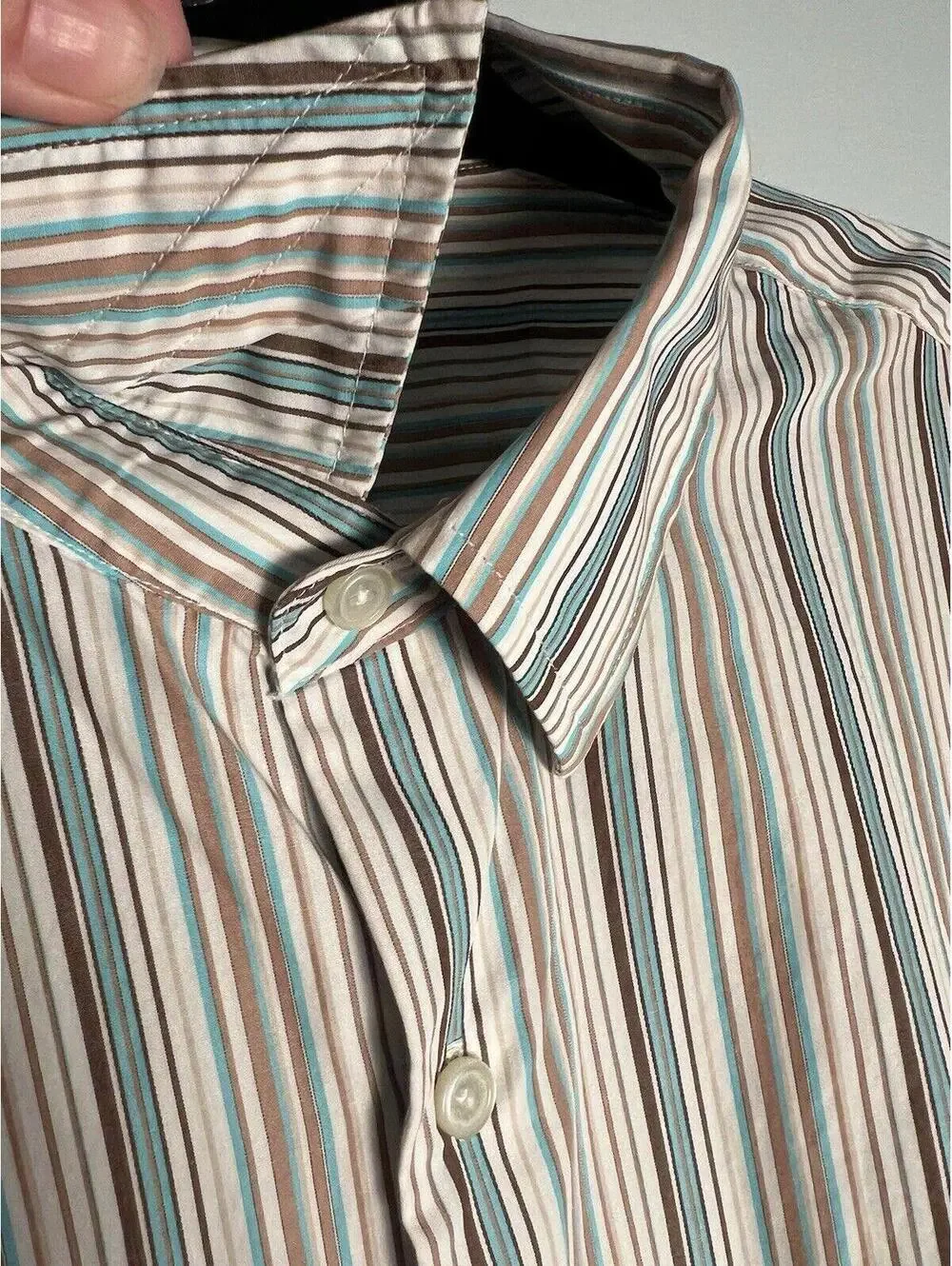Banana Republic Dress Shirt XL 17 - 17.5  Men’s Striped Cotton Button Down EUC